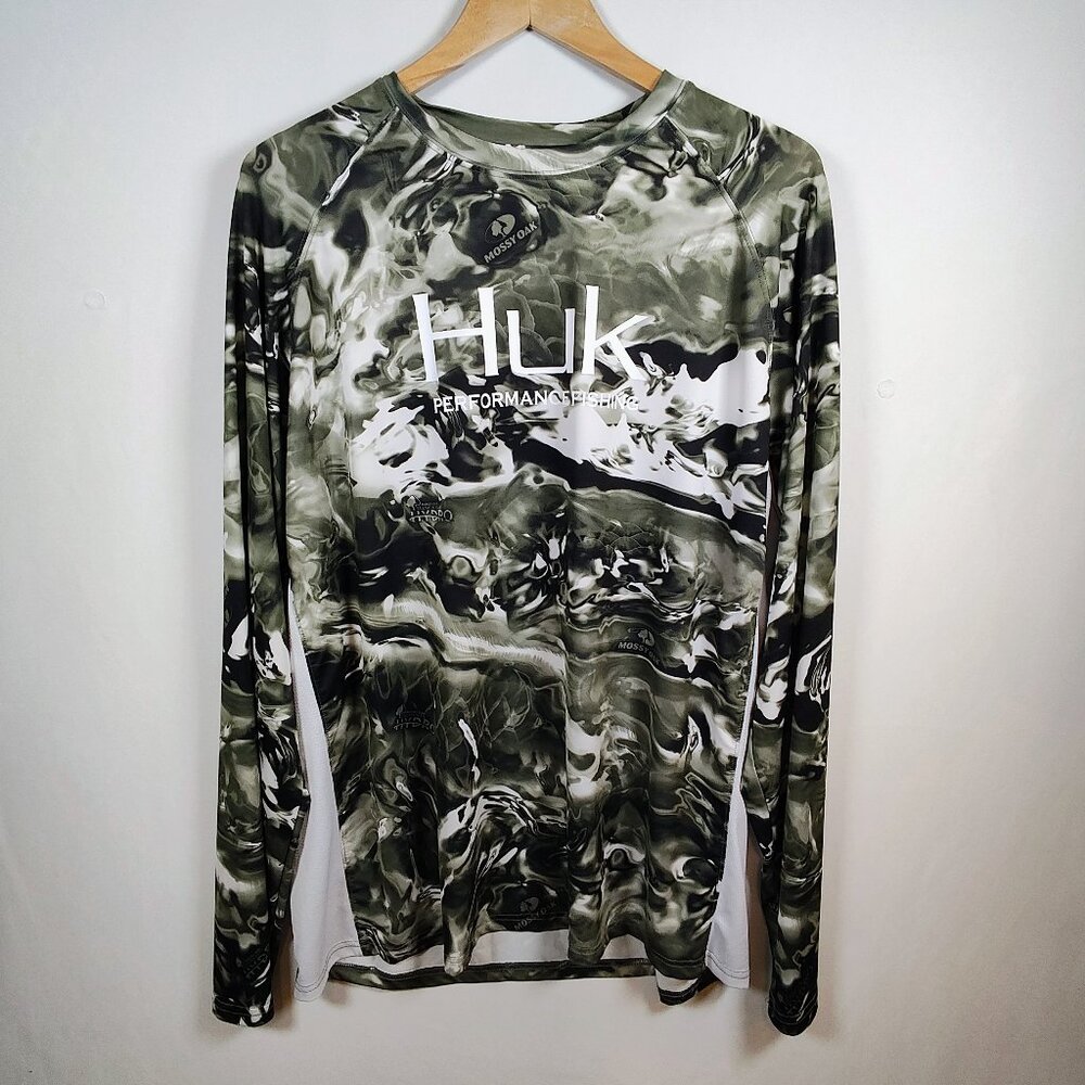 Huk‎ Men's XL Performance Fishing Mossy Oak Long Sleeve Shirt